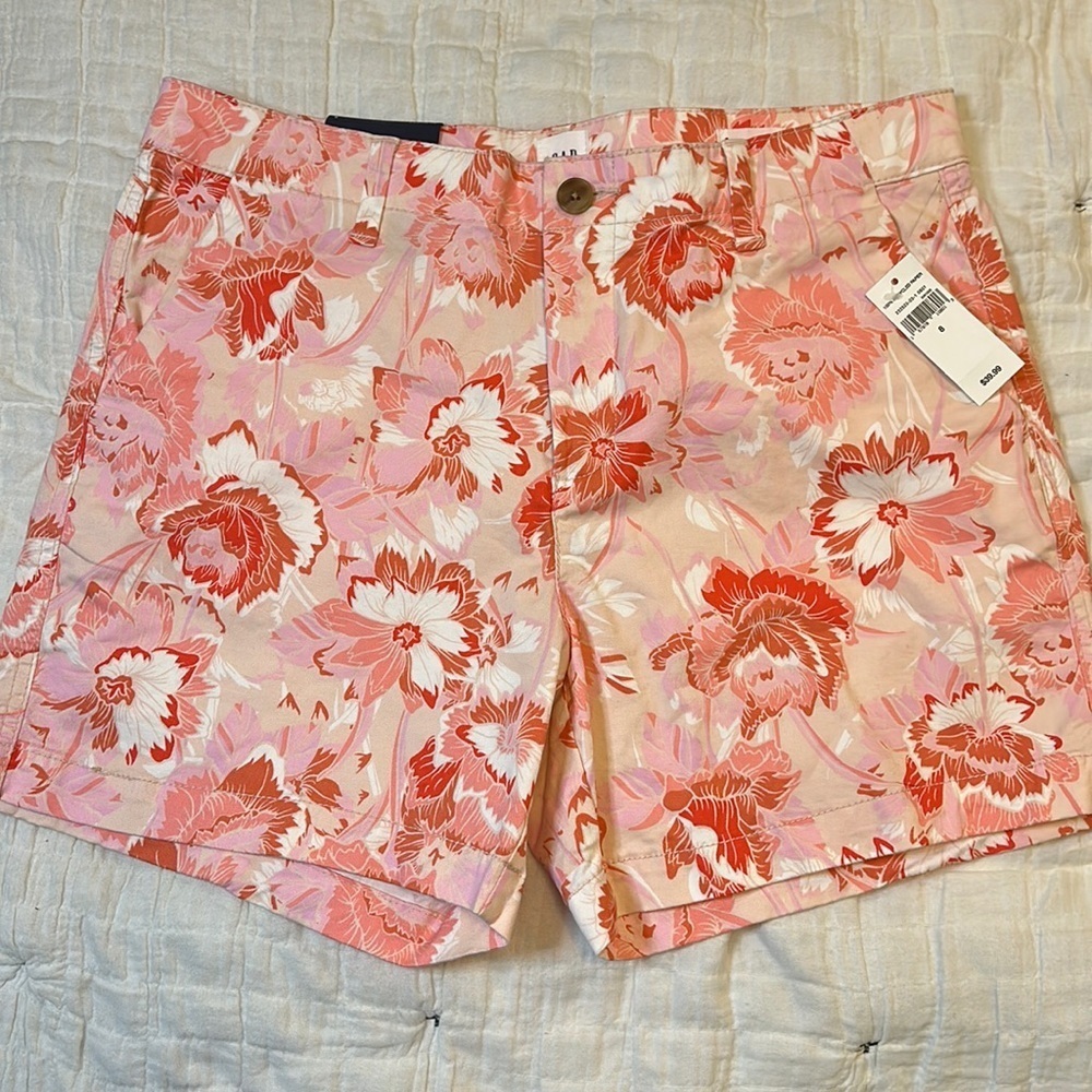 Gap Women’s Mid Rise Pink Floral 5” Shorts Size 8